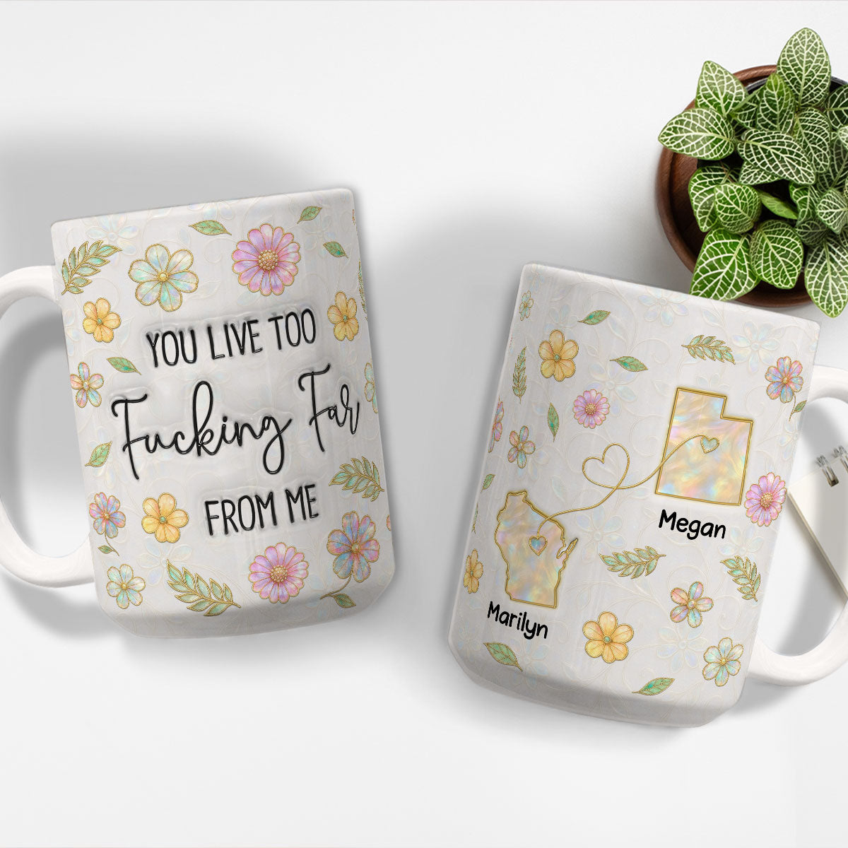 Too Many Miles Between Us - Personalized Custom 3D Inflated Effect Coffee Mug