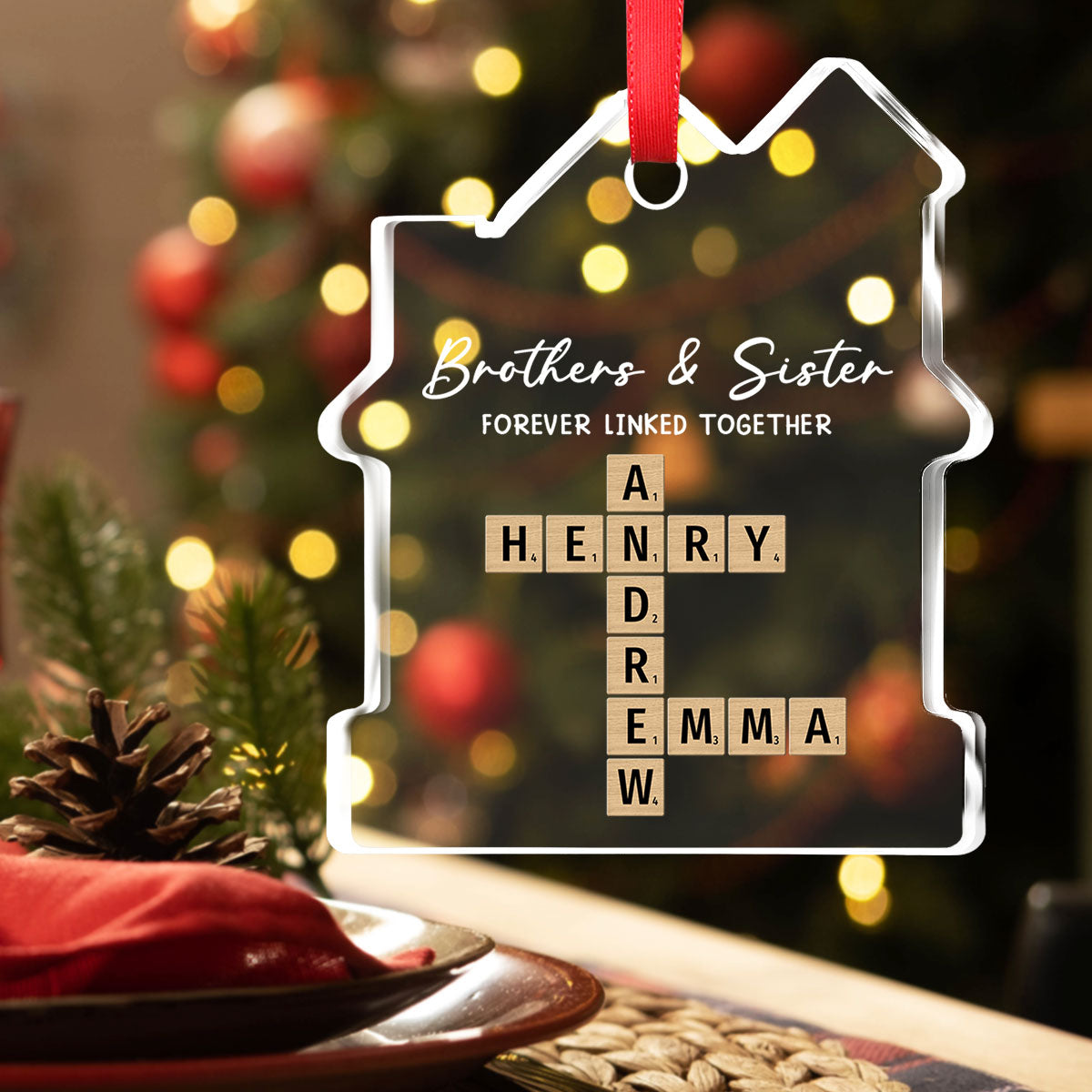 Family Roots Keep Us Together - Personalized Custom House Shaped Glass Ornament