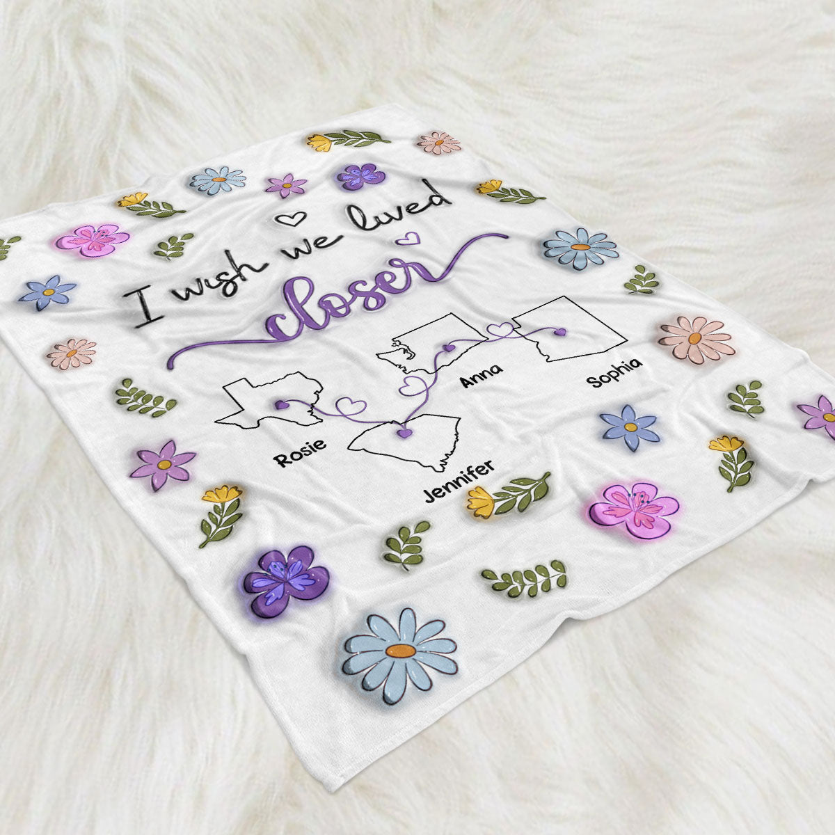 I Wish We Lived Closer - Personalized Custom Fleece Blanket