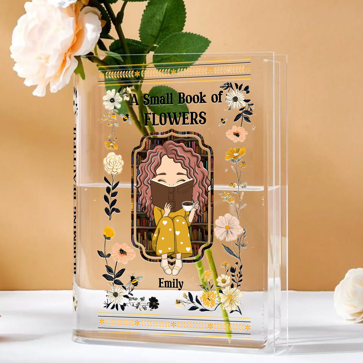A Small Book Of Flowers - Personalized Custom Acrylic Book Vase