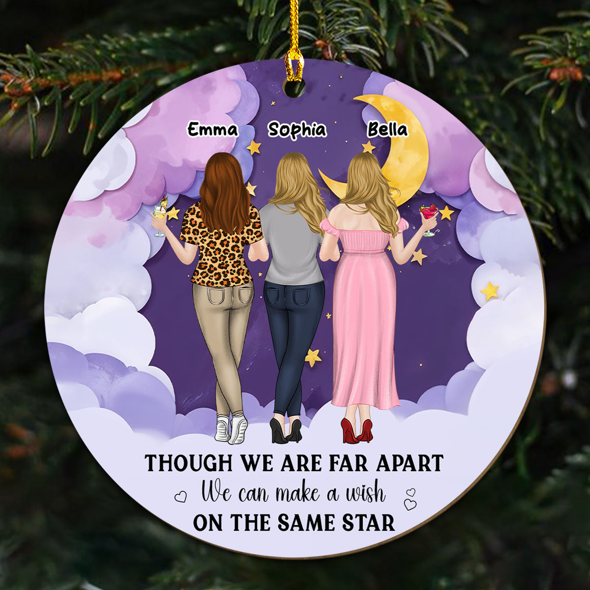 We Are Far Apart - Personalized Custom Wood Ornament