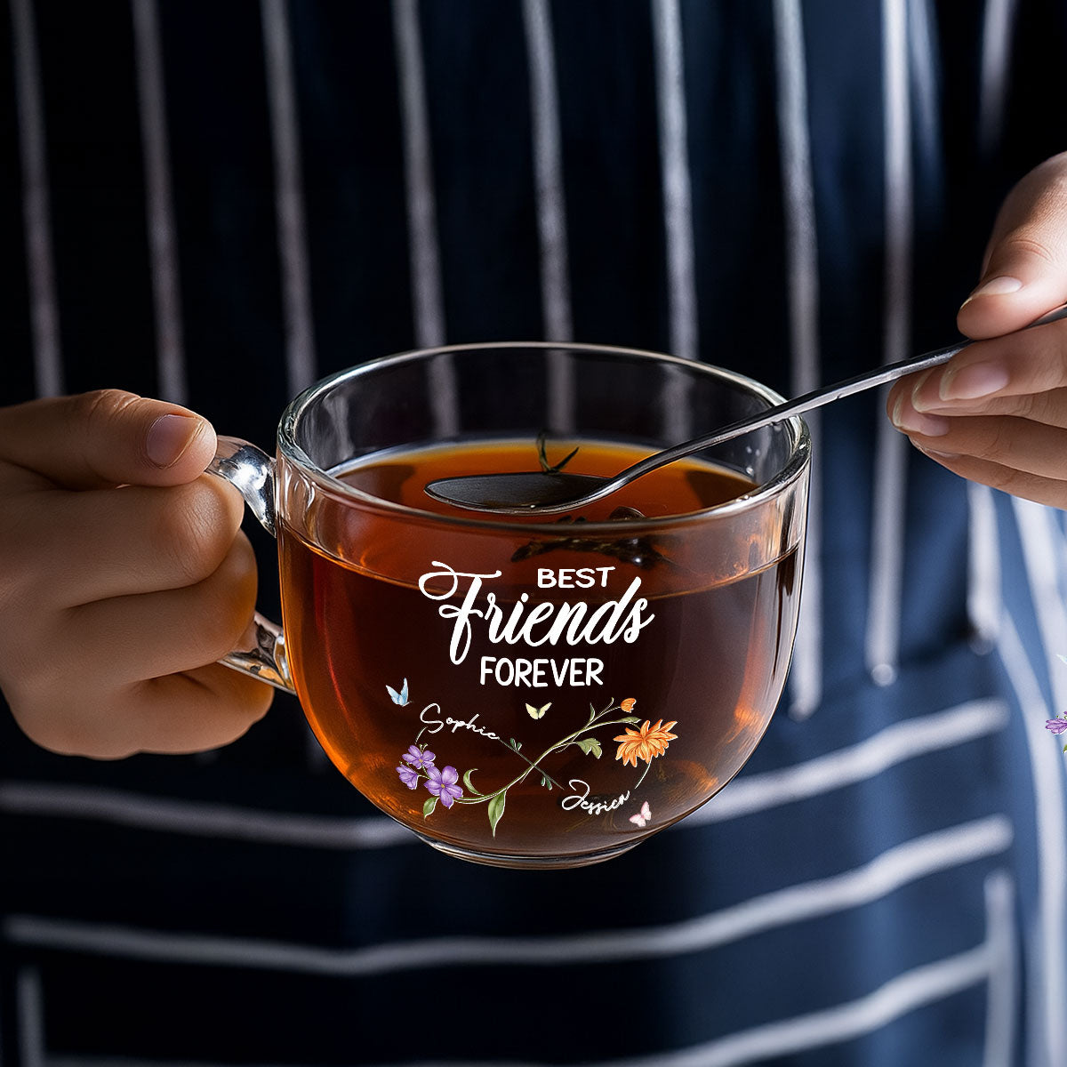 Best Friends Forever - Personalized Custom Glass Tea Cup