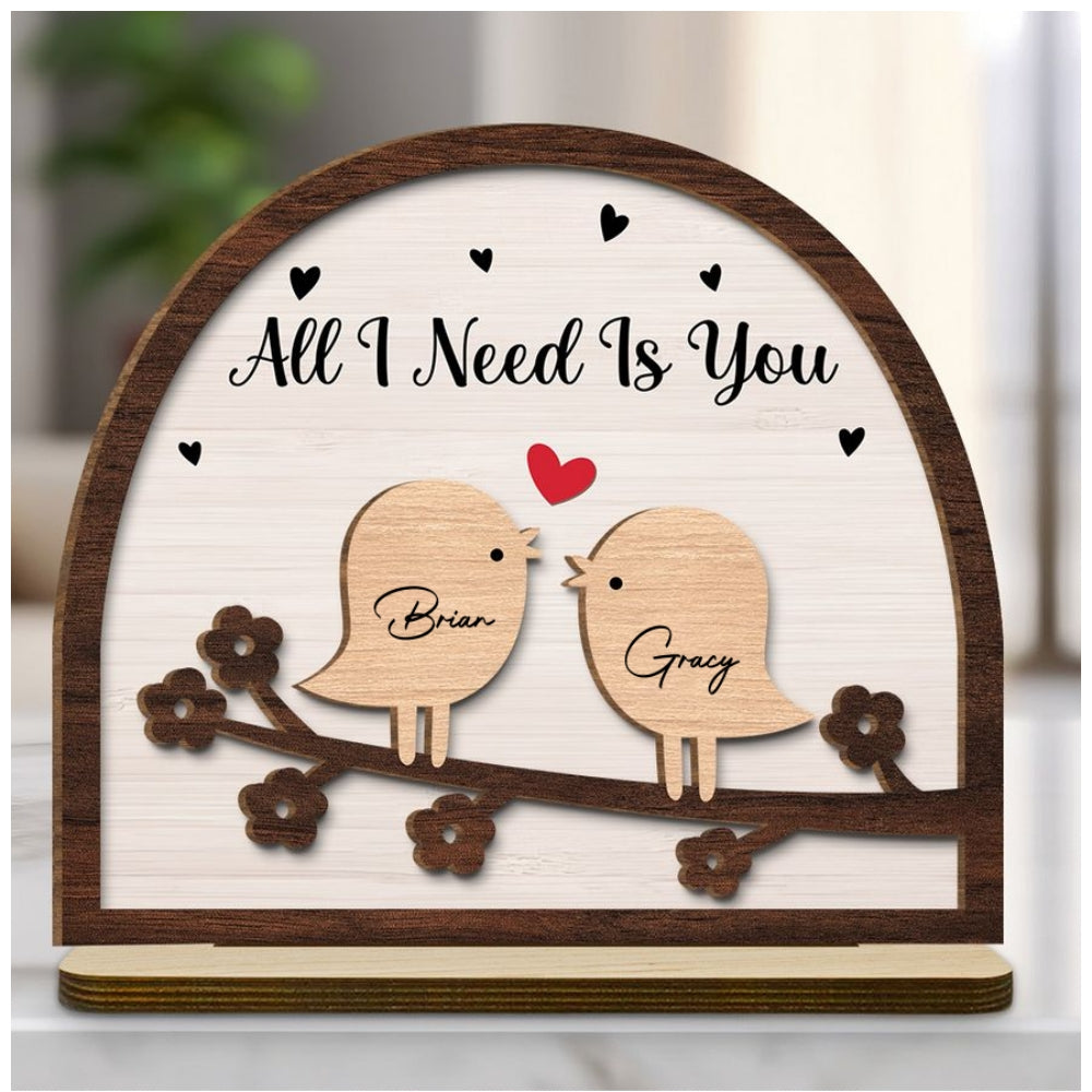 Together Is Right Where We Belong - Personalized Custom 2-Layer Wood Plaque With Flat Base