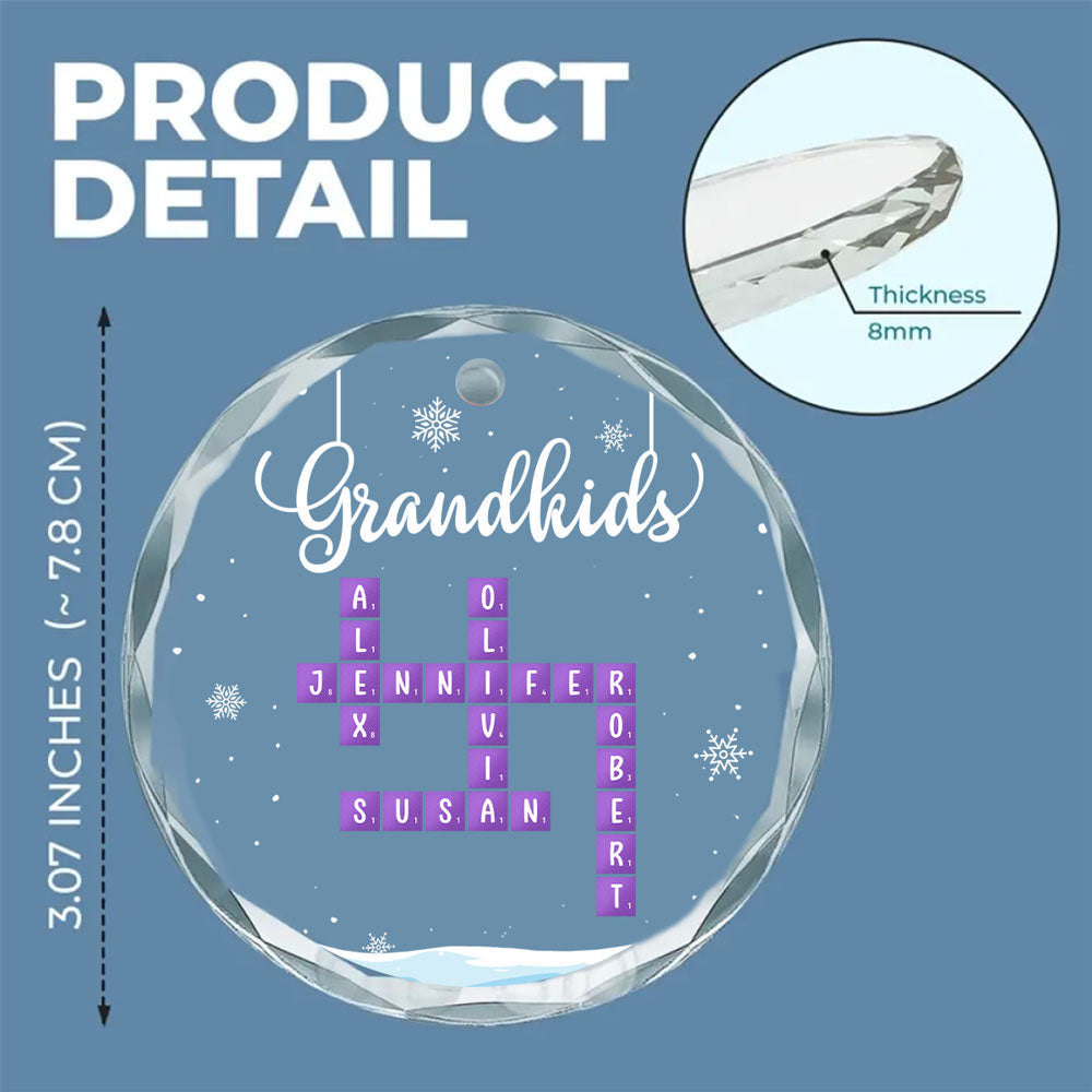 Grandkids Crossword Christmas - Personalized Custom Glass Ornament