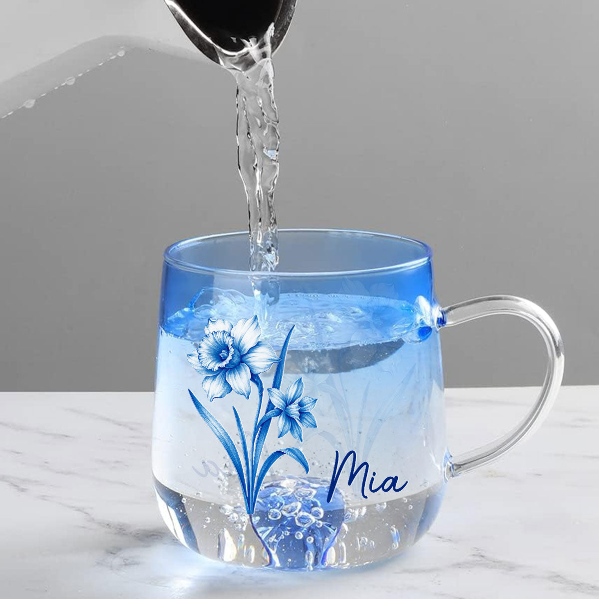 You Are The Most Beautiful - Personalized Custom Blue Gradient Glass Mug