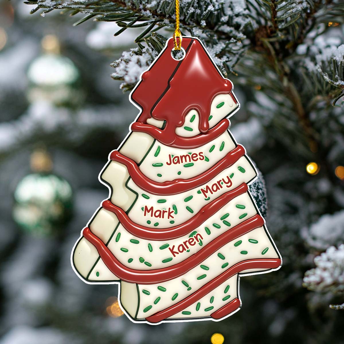 Coworker Tree Cake - Personalized Custom 3D Effect Acrylic Ornament