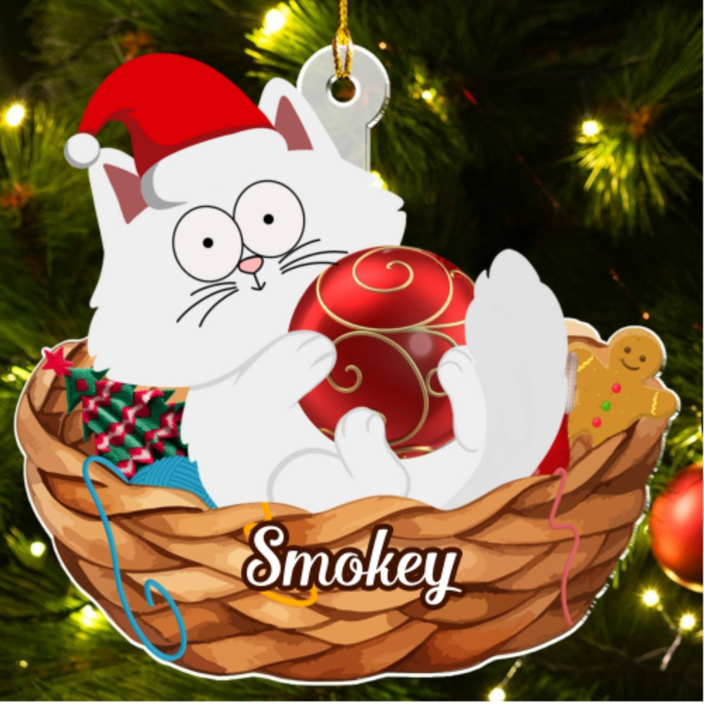Lovely Swinging Cat Christmas - Personalized Custom Acrylic Ornament