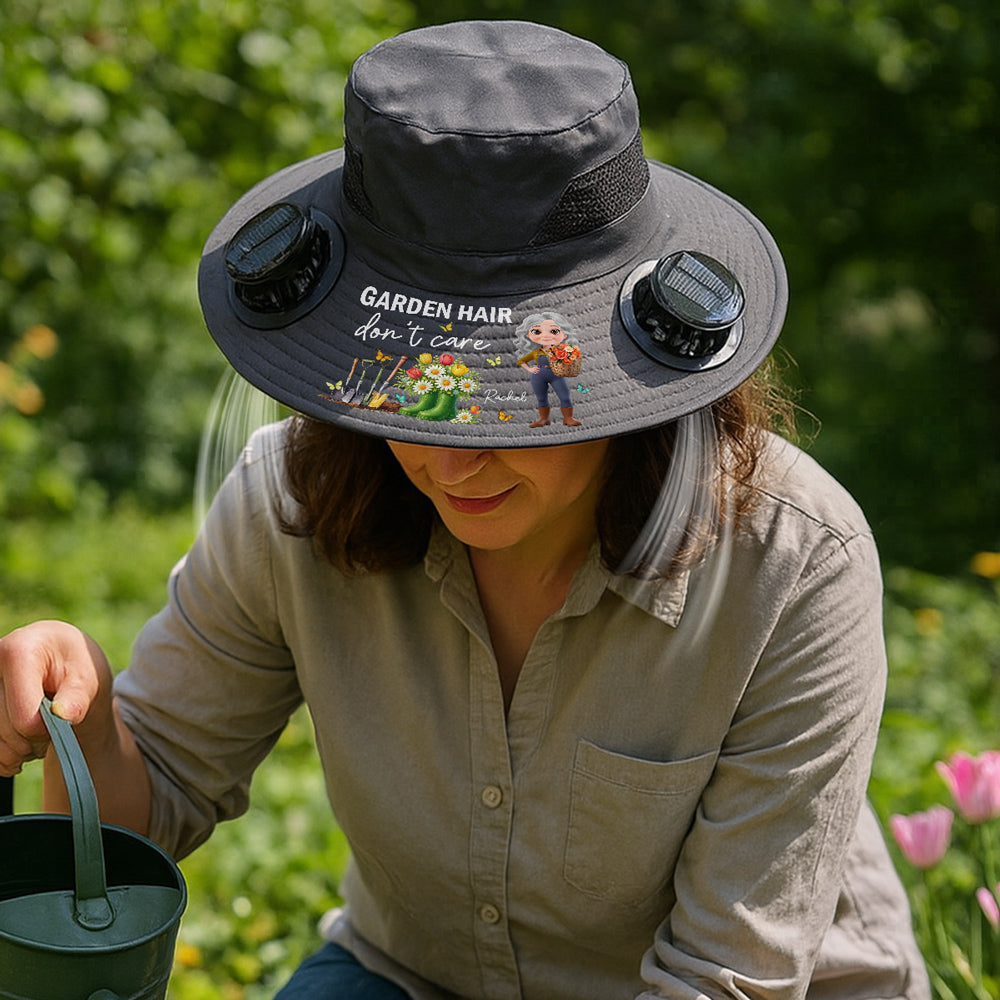 Garden Hair Do Not Care - Personalized Custom Solar Fan Hat