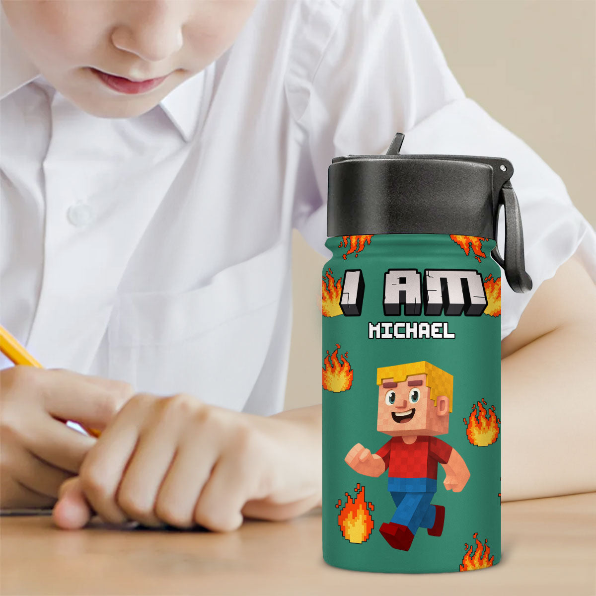 Blocky Kid - Personalized Custom Kids Water Bottle