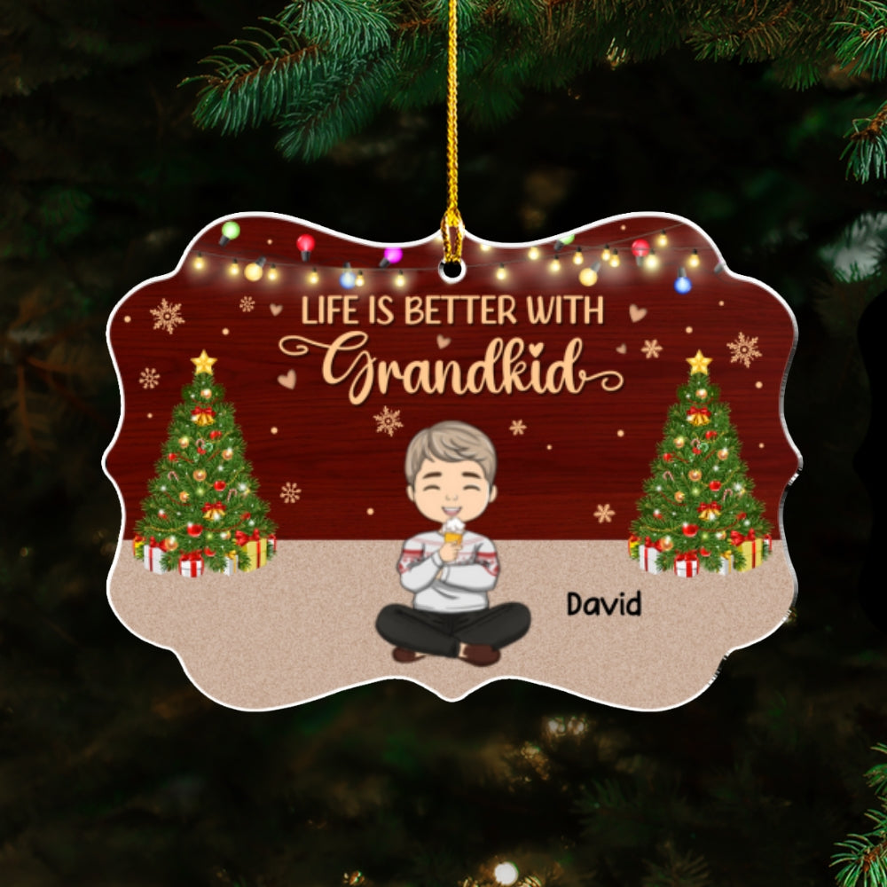 Life Is Better With Grandkids Christmas - Personalized Custom Acrylic Ornament
