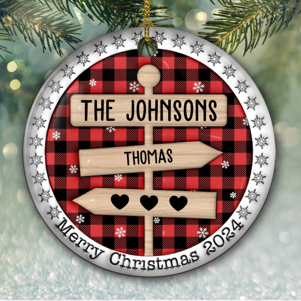 Custom Name Family - Personalized Custom 3D Inflated Effect Ceramic Ornament