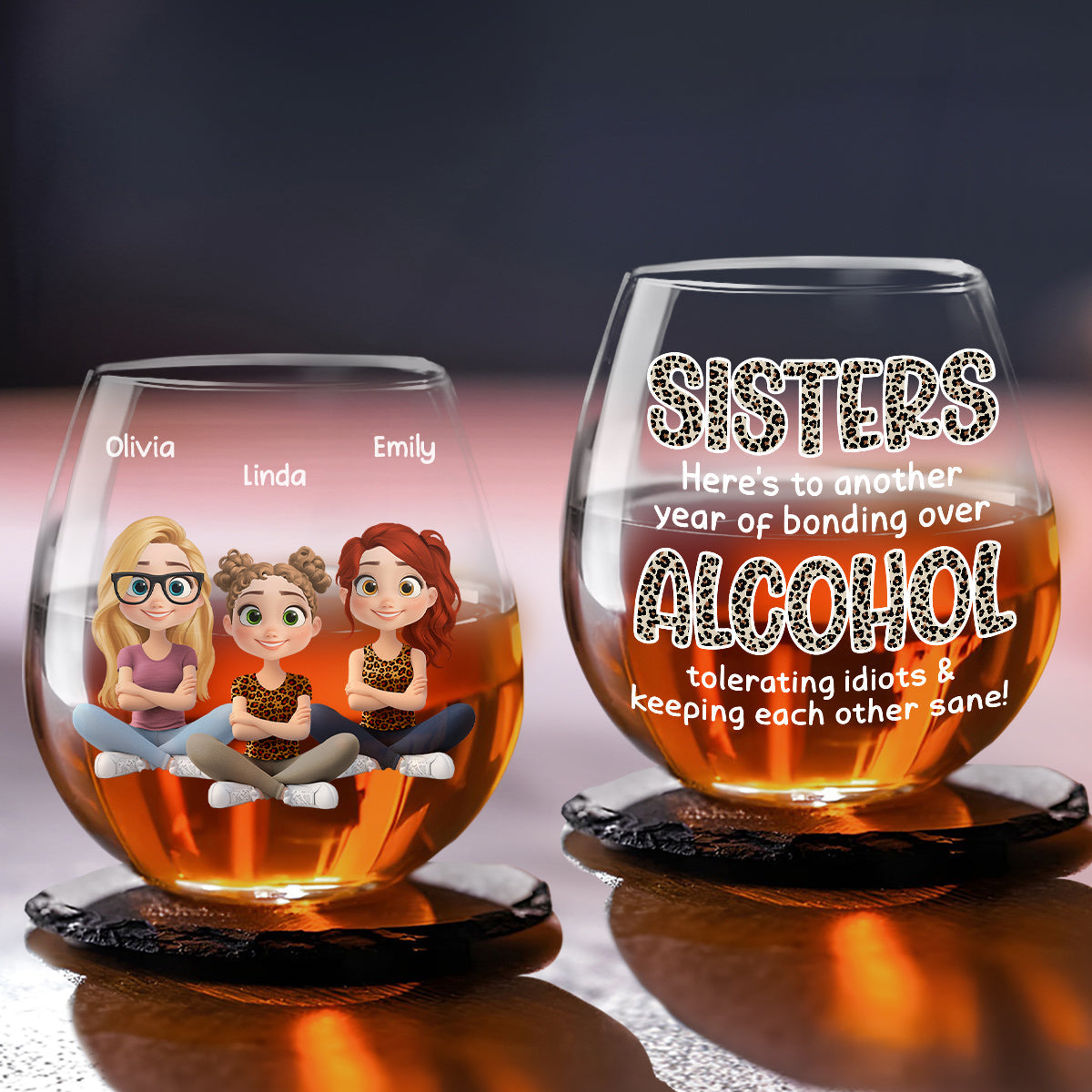Alcohol Tolerating Cartoonize - Personalized Custom Wine Glass