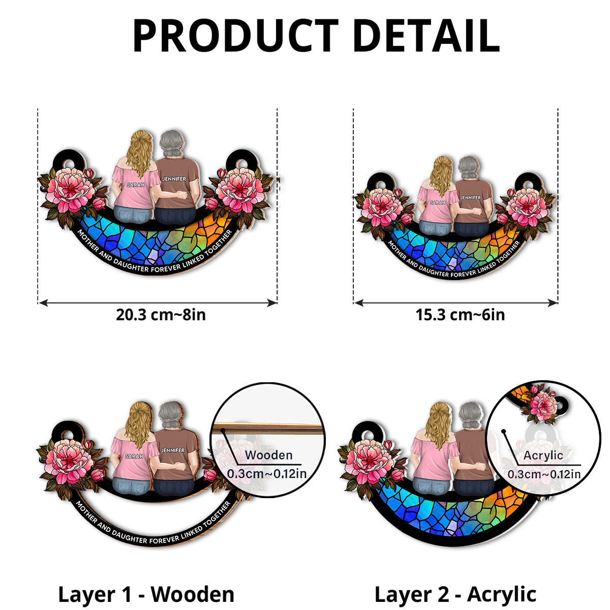 Mother And Daughters - Personalized Custom Suncatcher