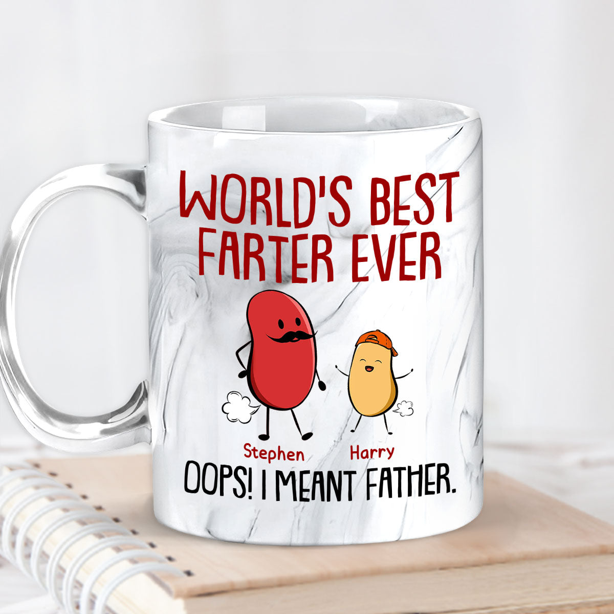 Best Farter Ever I Mean Father - Personalized Custom Grey Marble Mug