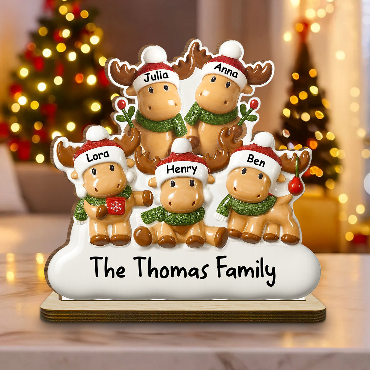 Cute Family - Personalized Custom 2-Layer Wood Plaque With Flat Base