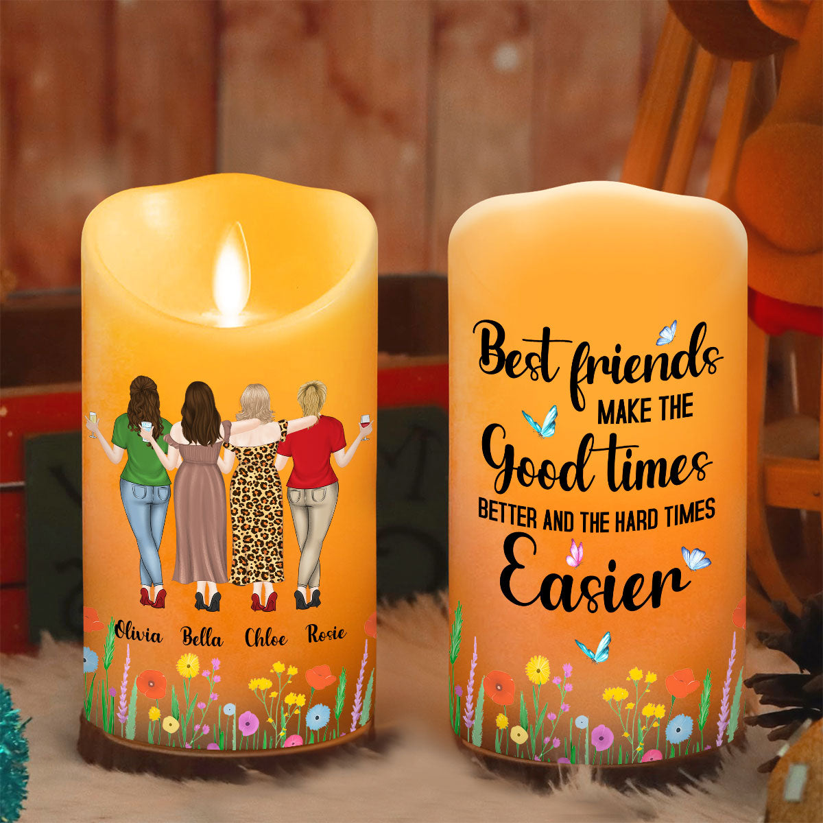 Good Times Better With Friends - Personalized Custom LED Candle