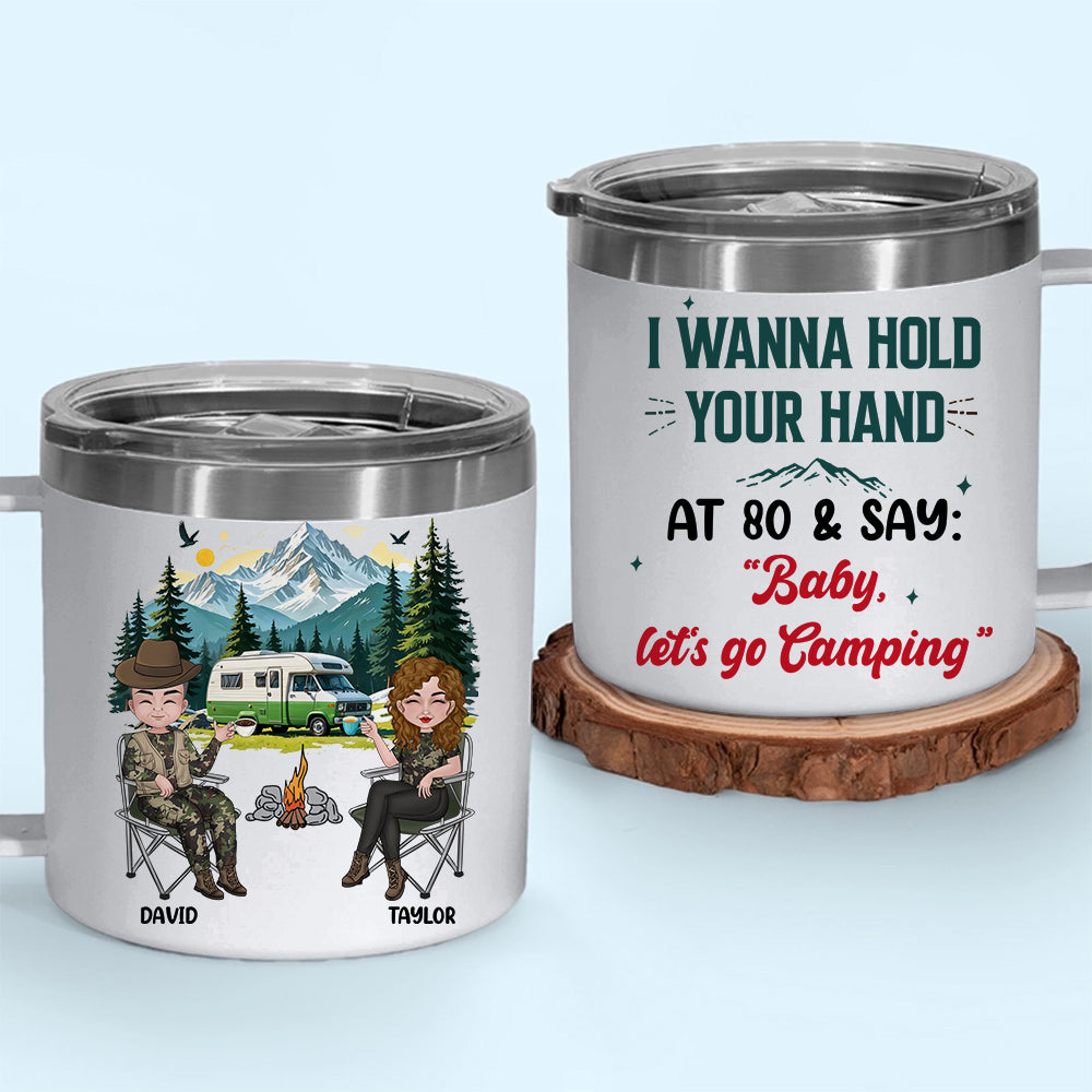 I Wanna Hold Your Hand - Personalized Custom 14oz Stainless Steel Tumbler With Handle