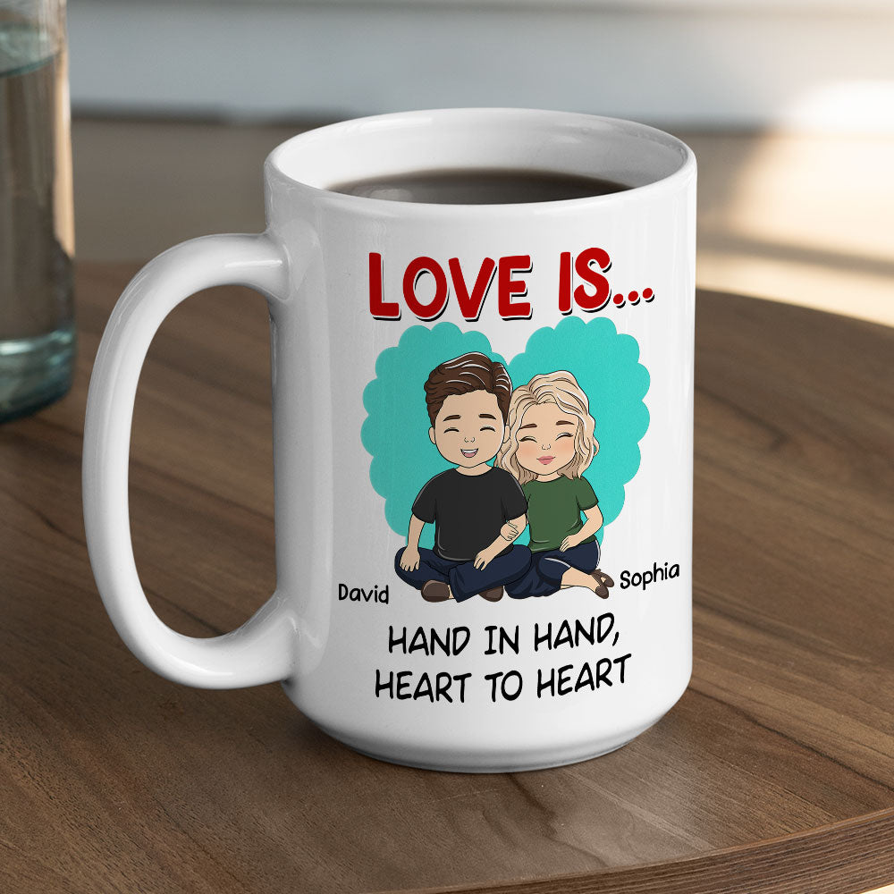 Hearts Holding Hands Forever More - Personalized Custom Coffee Mug