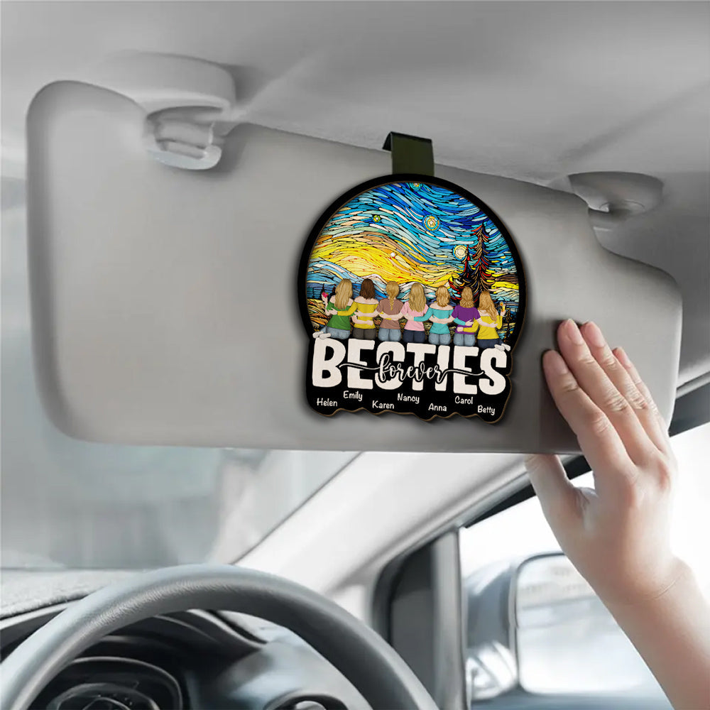 Besties Sitting Together Version 2 - Personalized Custom Car Visor Clip