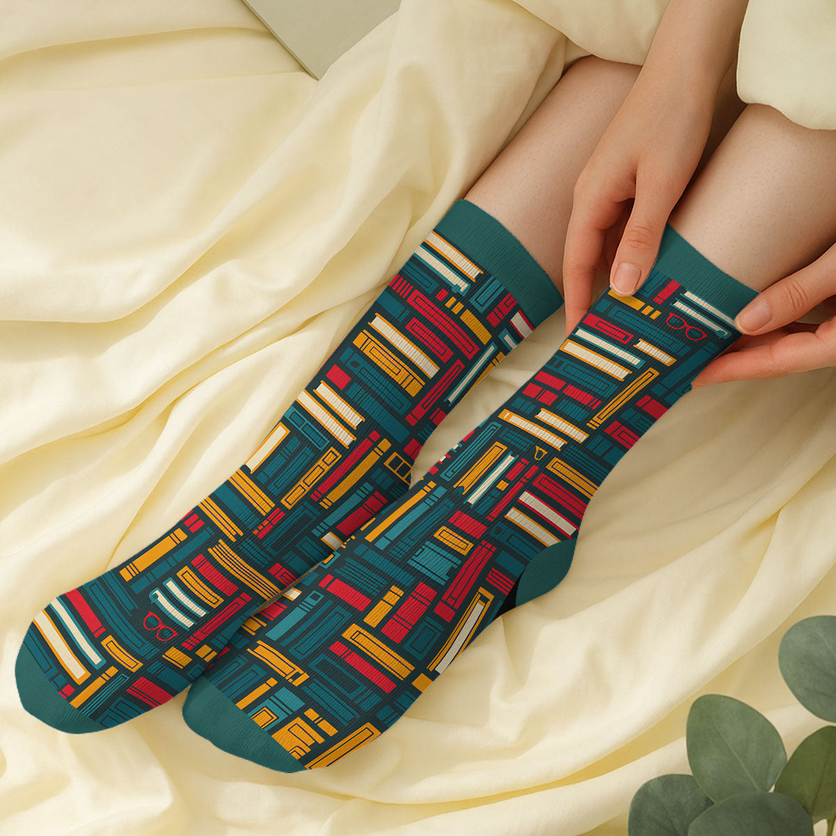 Love Books And Dog - Personalized Custom Crew Socks