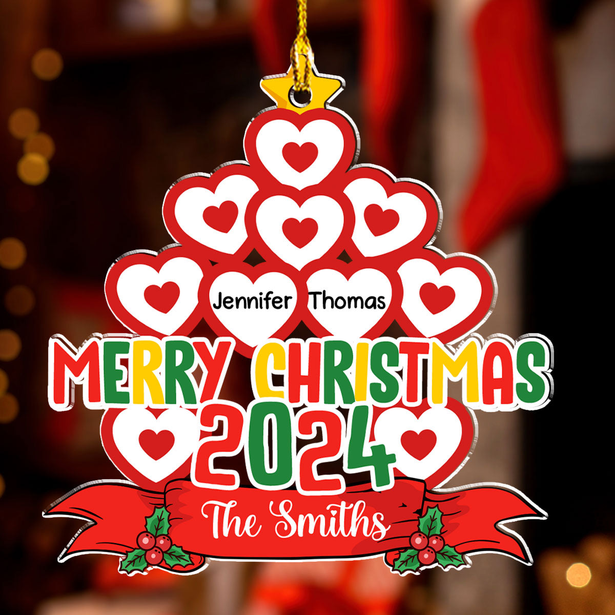 Family Makes The Season Merry And Bright - Personalized Custom Acrylic Ornament