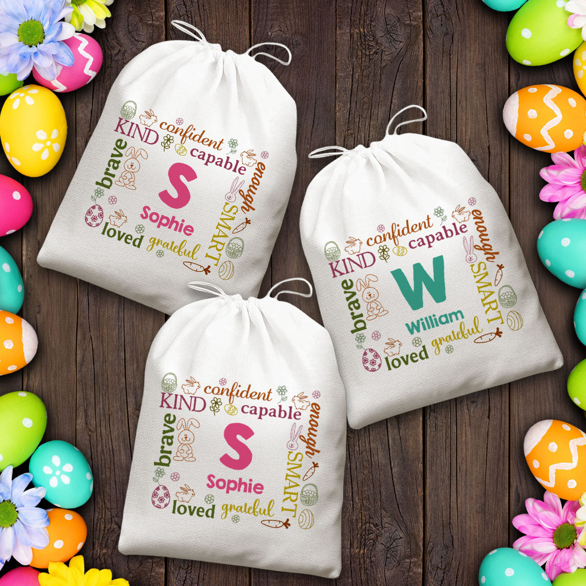 Happy Easter Name Letter - Personalized Custom Favor Bag