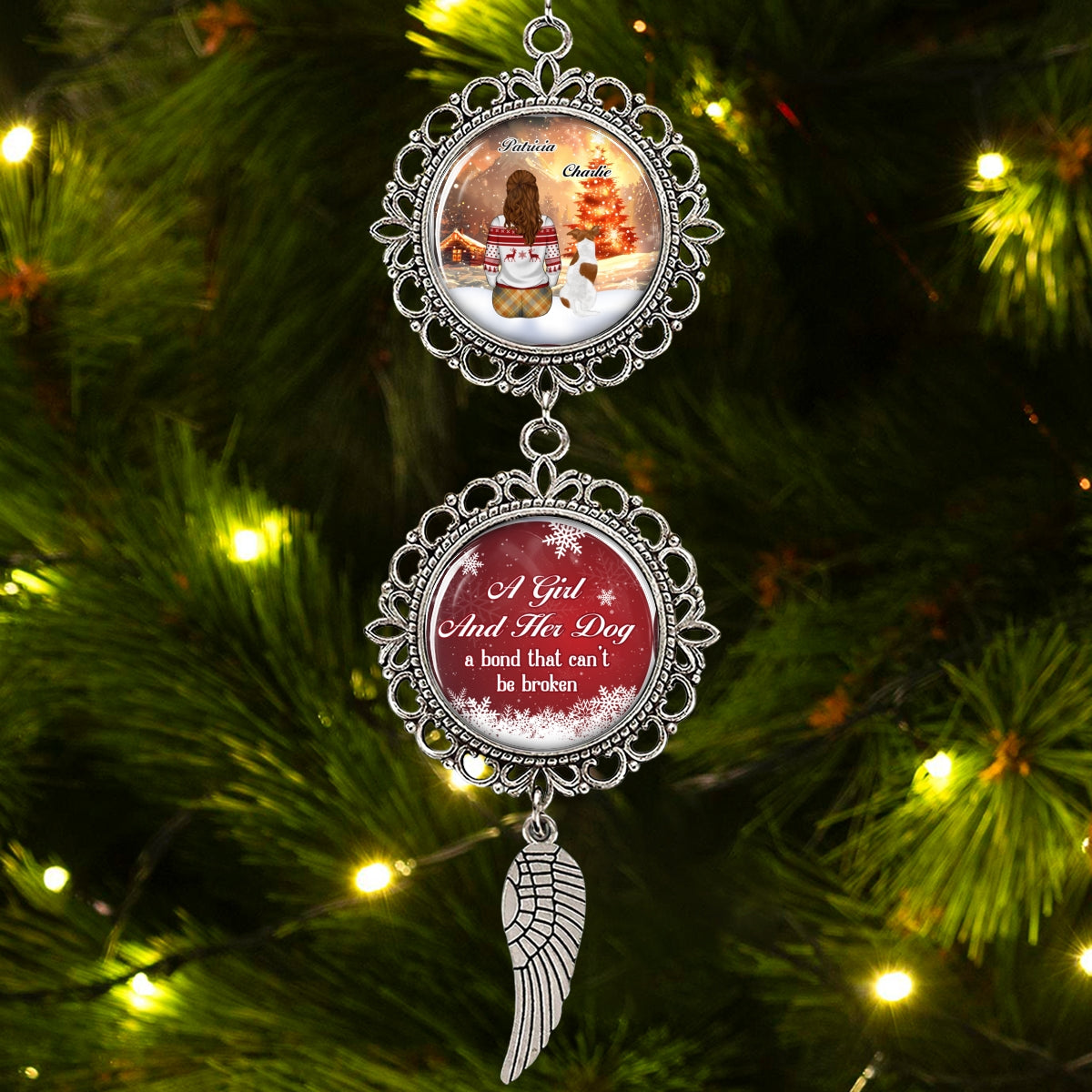 A Girl And Her Dog - Personalized Custom Charming Ornament