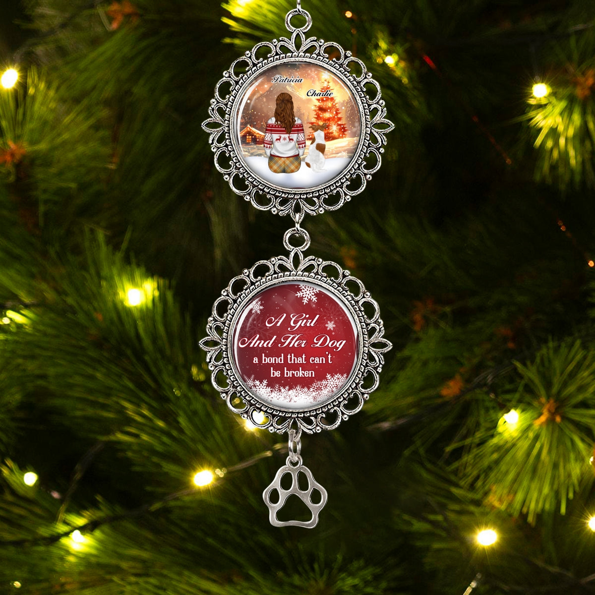 A Girl And Her Dog - Personalized Custom Charming Ornament