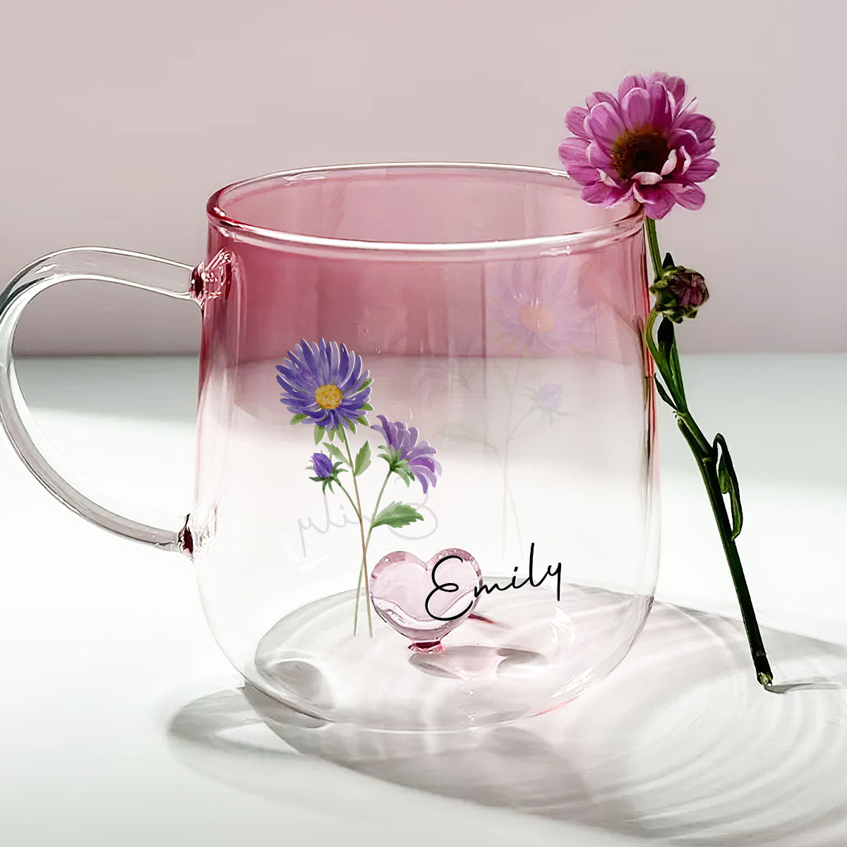 You Are The Most Beautiful Flower - Personalized Custom Pink Gradient Glass Mug