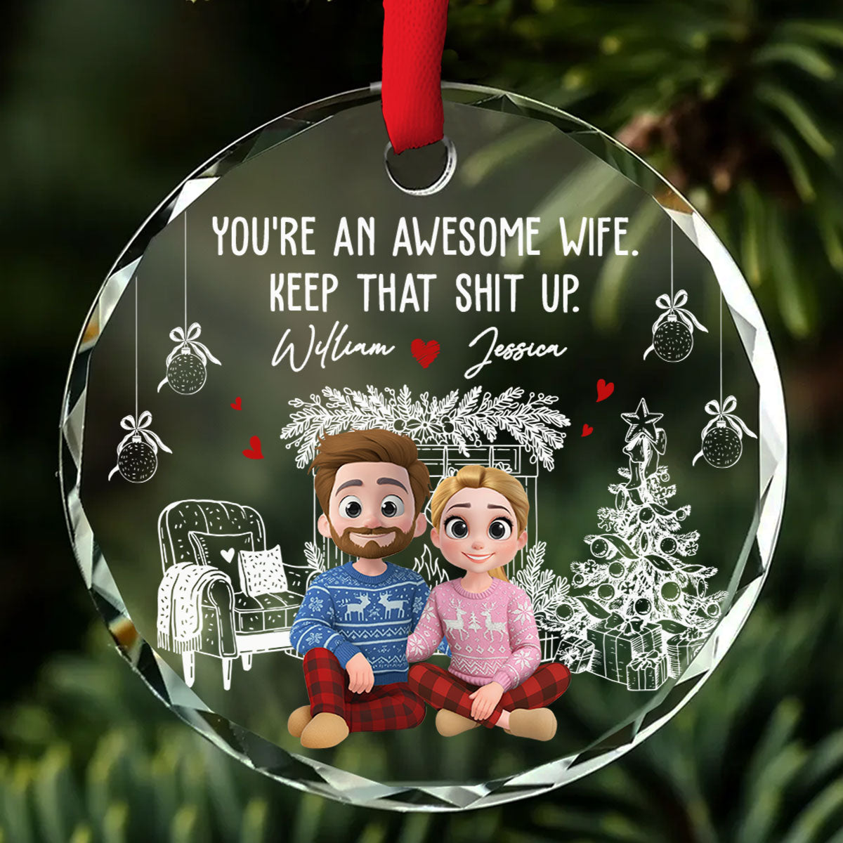 You Are A Great Wife - Personalized Custom Glass Ornament