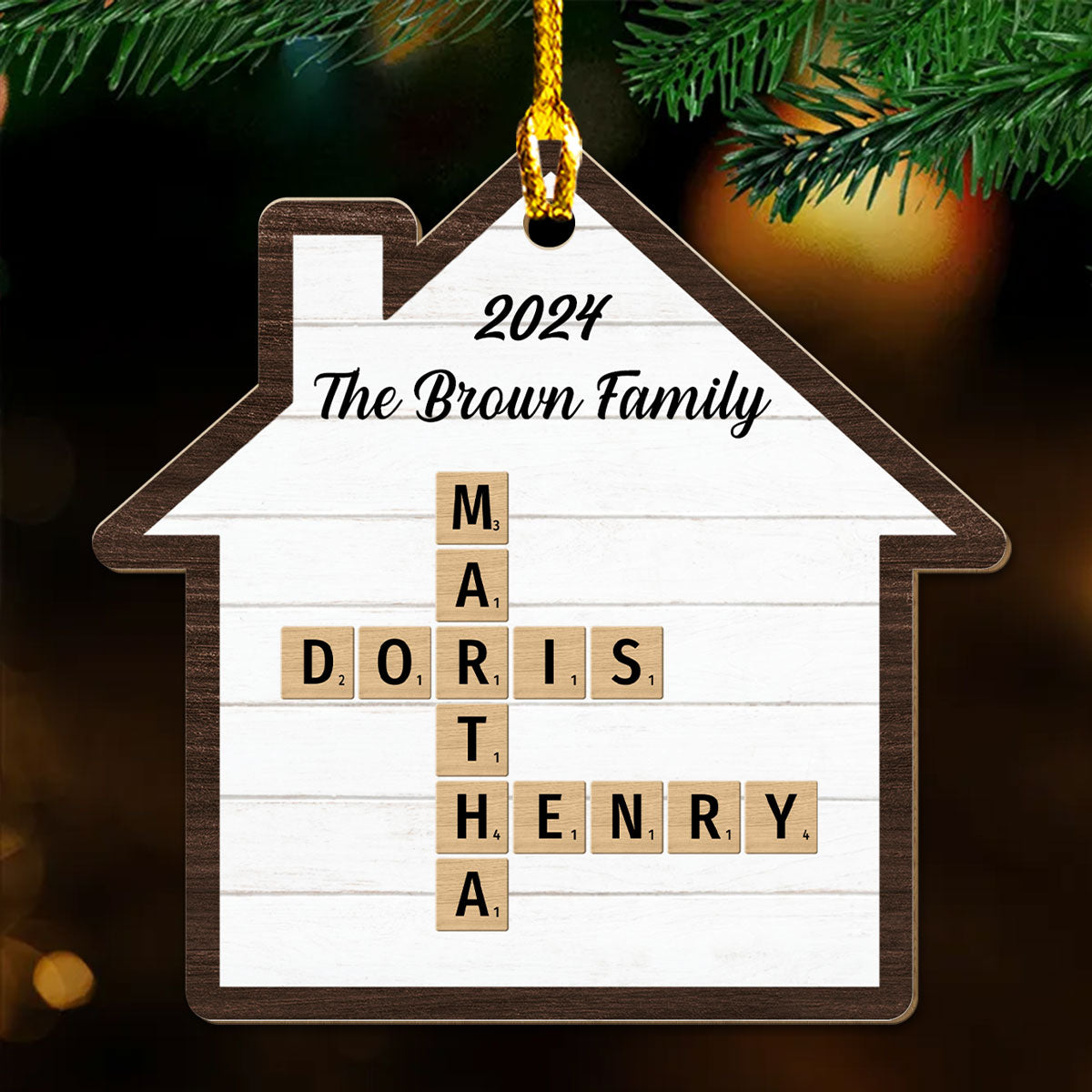 Happy Family - Personalized Custom Wood Ornament