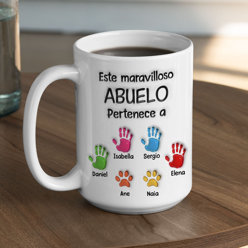 Este Maravilloso Padre Abuelo Pertenece A - Taza Personalizada con Efecto 3D Inflado