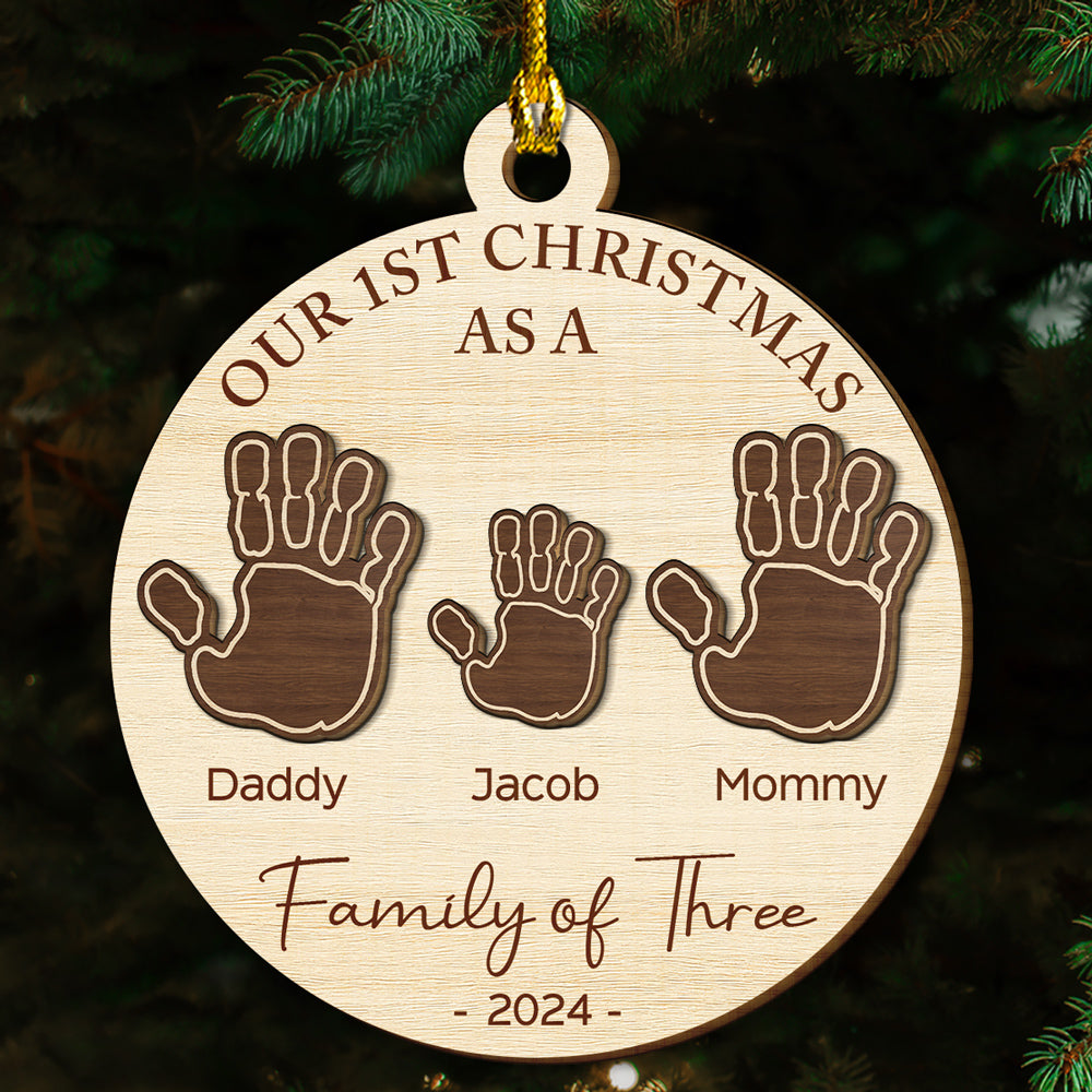 Our Family Handprints - Personalized Custom Freeshape 2-Layered Wood Ornament