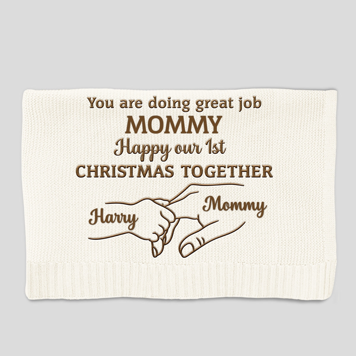 Christmas Together - Personalized Custom Embroidered Knitted Baby Blanket