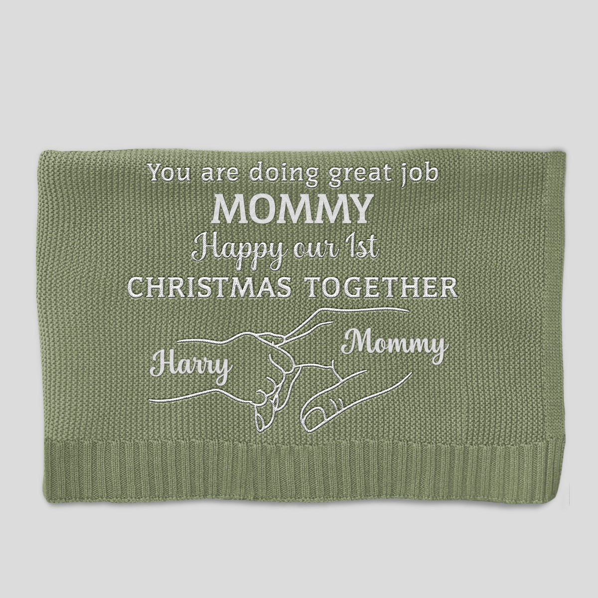 Christmas Together - Personalized Custom Embroidered Knitted Baby Blanket