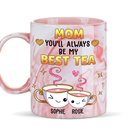 Mom Always Be My Best Tea Glitter - Personalized Custom Pink Marble Mug