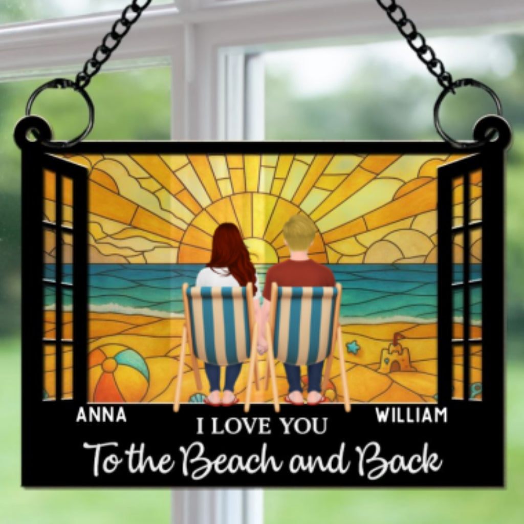 You And Me And The Beach - Personalized Custom Suncatcher