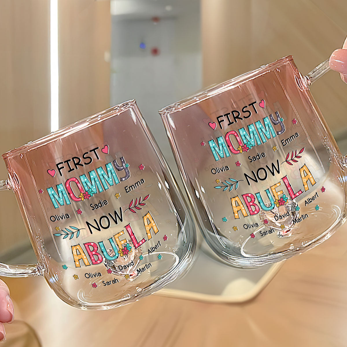 Our Love For You Is Unbreakable - Personalized Custom Pink Gradient Glass Mug