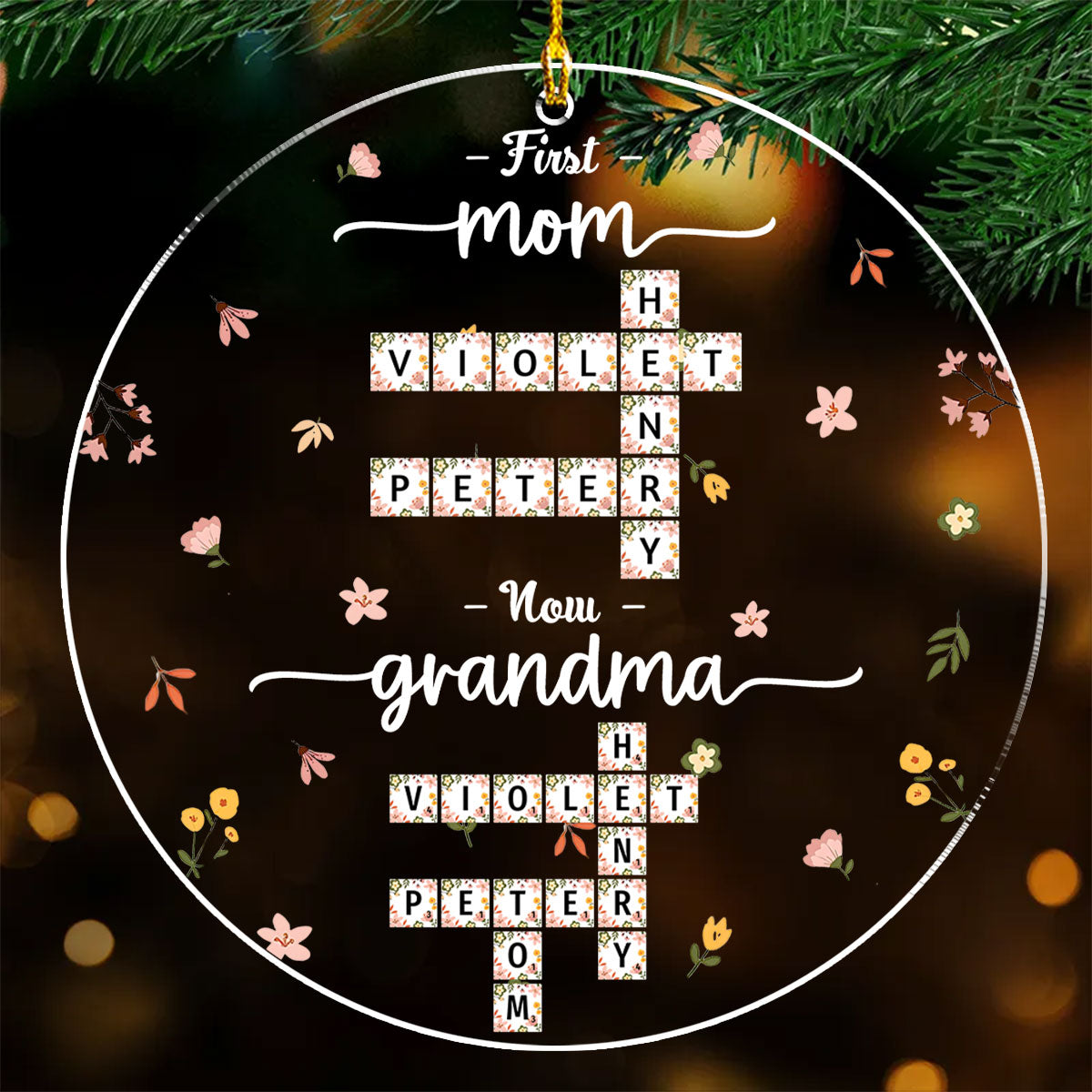 First Mom Now Nana Flower - Personalized Custom Acrylic Ornament