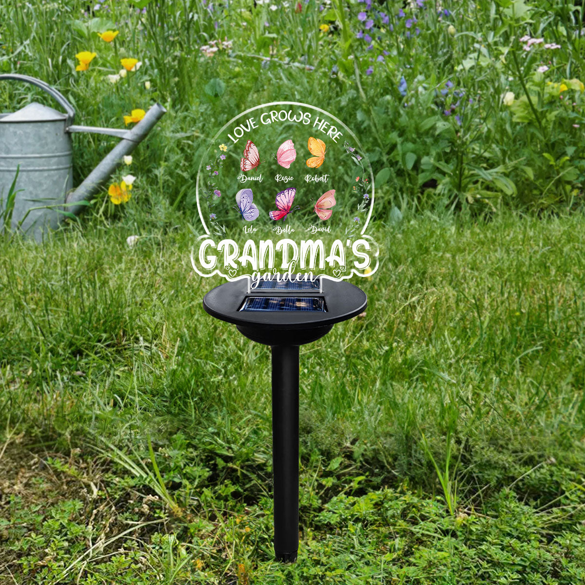 Lovely Butterfly Of Grandma - Personalized Custom Solar Light