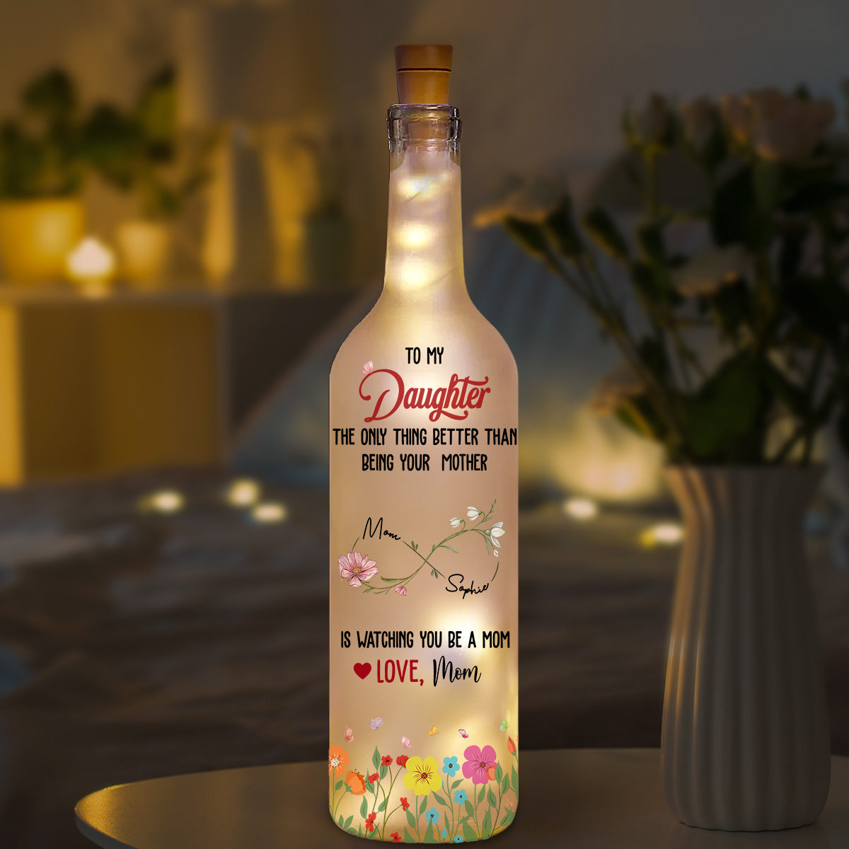 Watching You Being A Mom - Personalized Custom Bottle Lamp