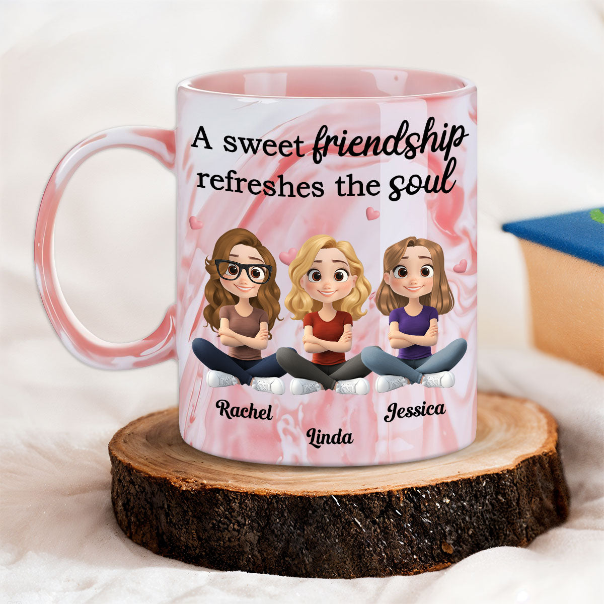 Sweet Friendship - Personalized Custom Pink Marble Mug