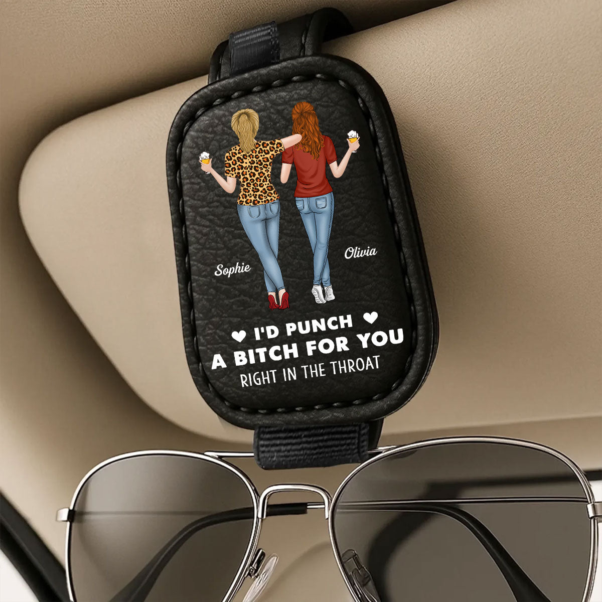 I'd Punch For You - Personalized Custom Sunglasses Holder For Car Visor