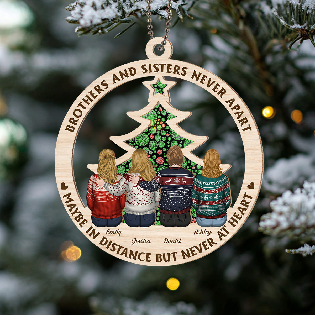 Brothers And Sisters Never Apart - Personalized Custom Suncatcher Ornament