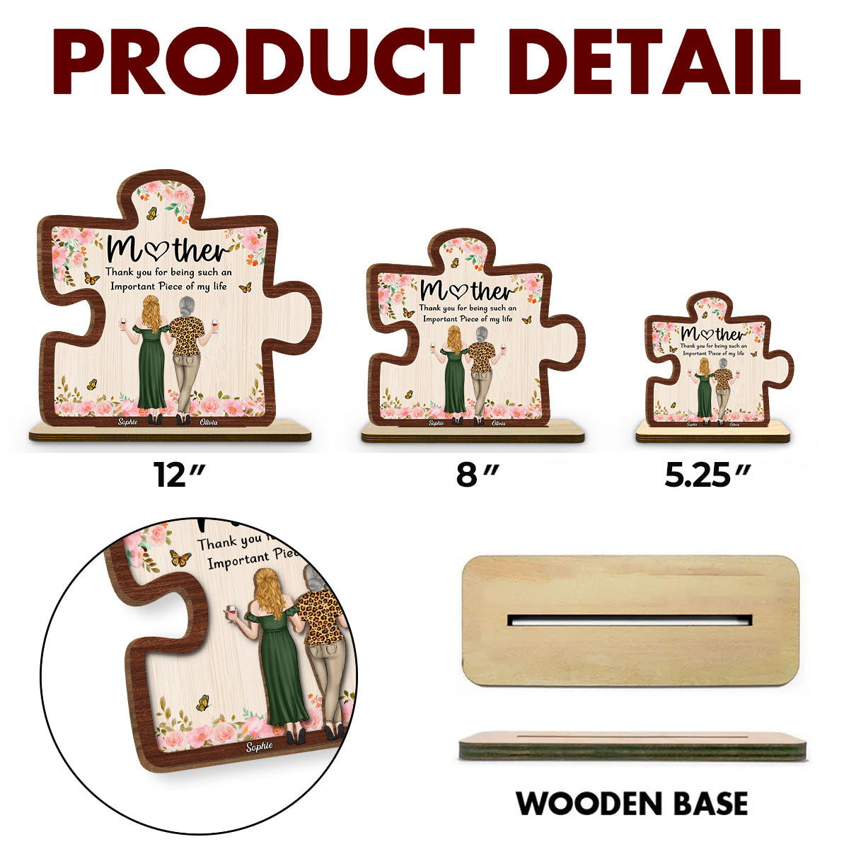 Important Piece - Personalized Custom 2-Layer Wood Plaque With Flat Base