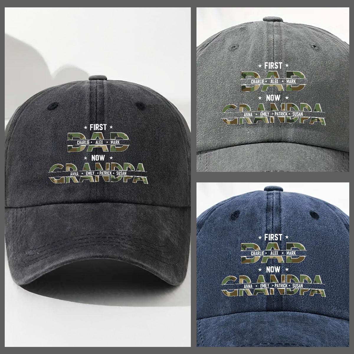 Best Papa Ever - Personalized Custom Vintage Washed Denim Cap