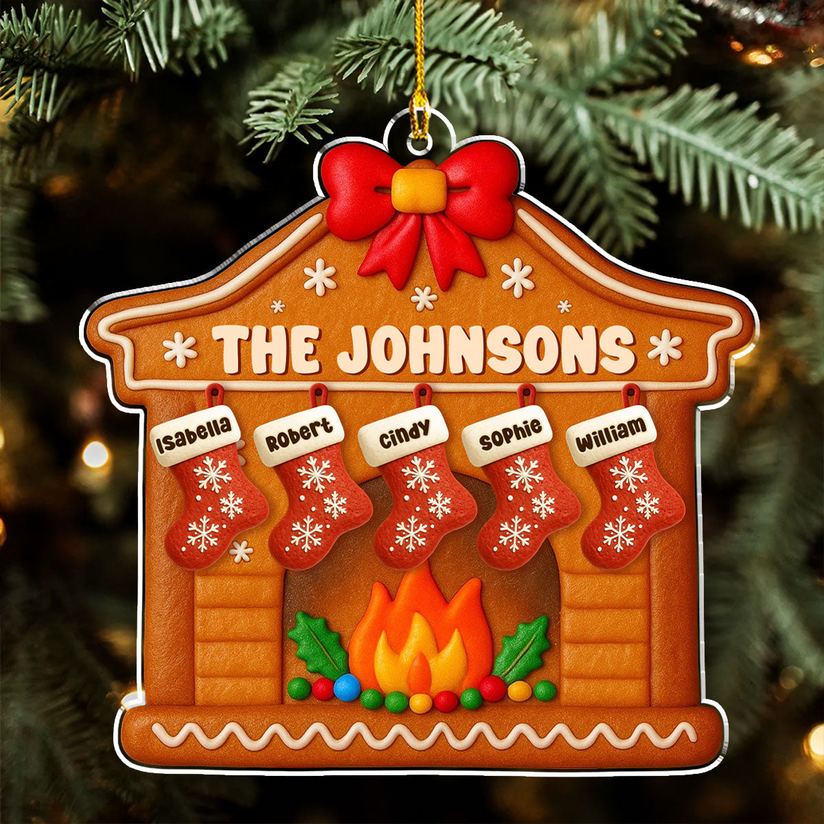 Family Fireplace - Personalized Custom Acrylic Ornament