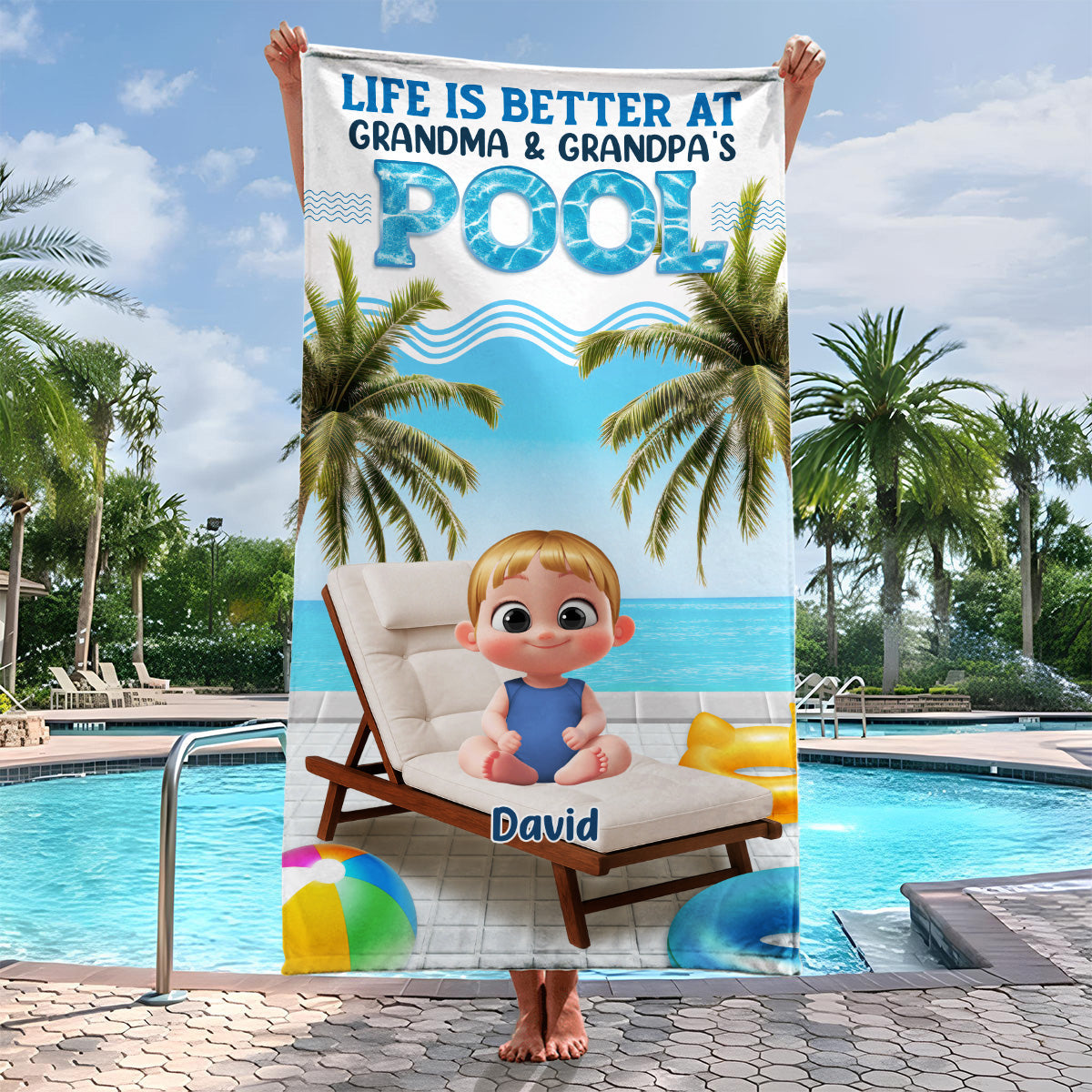 Find Me Under The Palms - Personalized Custom Beach Towel