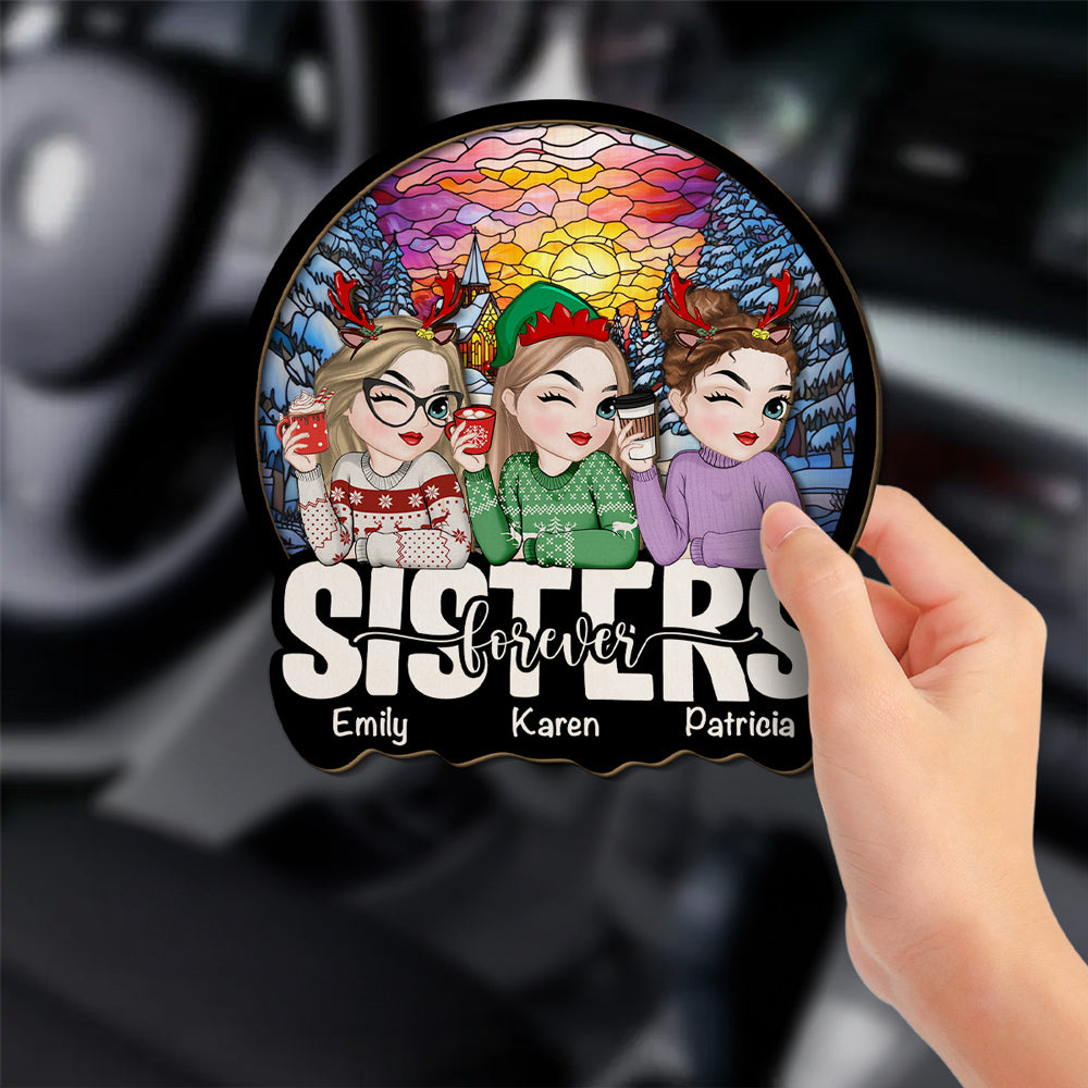 Besties Sitting Christmas 2024 - Personalized Custom Car Visor Clip