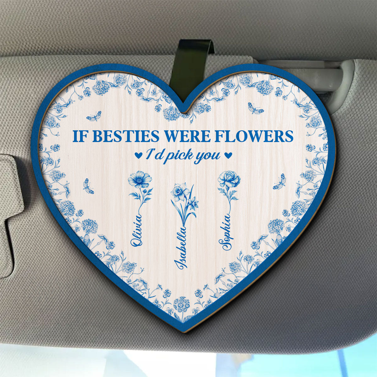 Blossoms Of Friendship - Personalized Custom Car Visor Clip